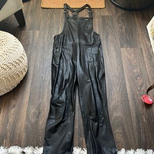 Maverick Leather Overalls in Black